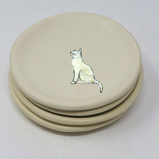 CAT - 3.5 inch Small Round Ceramic Dish